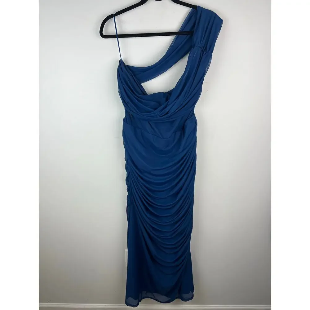 Abercrombie Mesh Off The Shoulder Ruched Draped Maxi Dress Formal Evening XLP